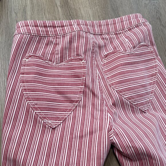 Free People Be Mine Denim Flare Jeans size 27 red white stripe heart We the Free - Picture 11 of 11